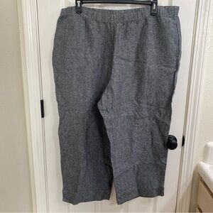 J. Jill Linen Love Wide Leg Crop Pants Grey Marl 100% Linen Plus Size 2X